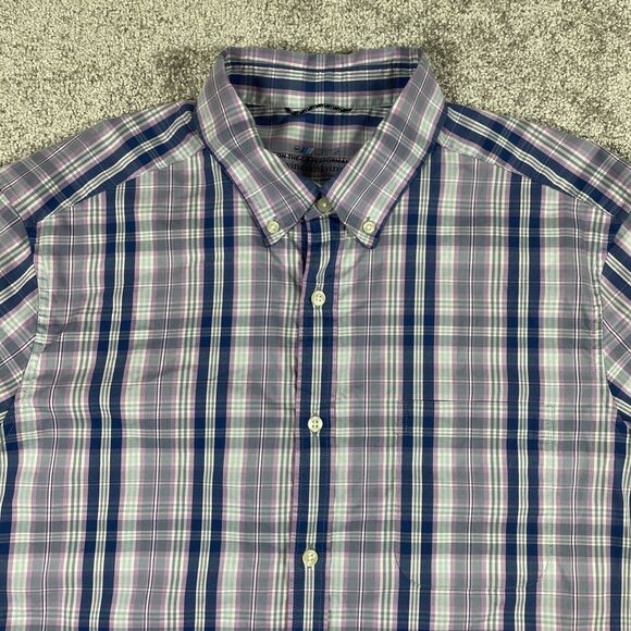 Vineyard Vines Button Down Shirt Mens Large On the Go Performance Plaid Brrr - Picture 1 of 14